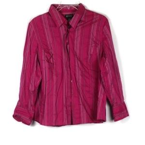 Lane Bryant Striped Long Sleeve Shirt Blouse Top Front Button